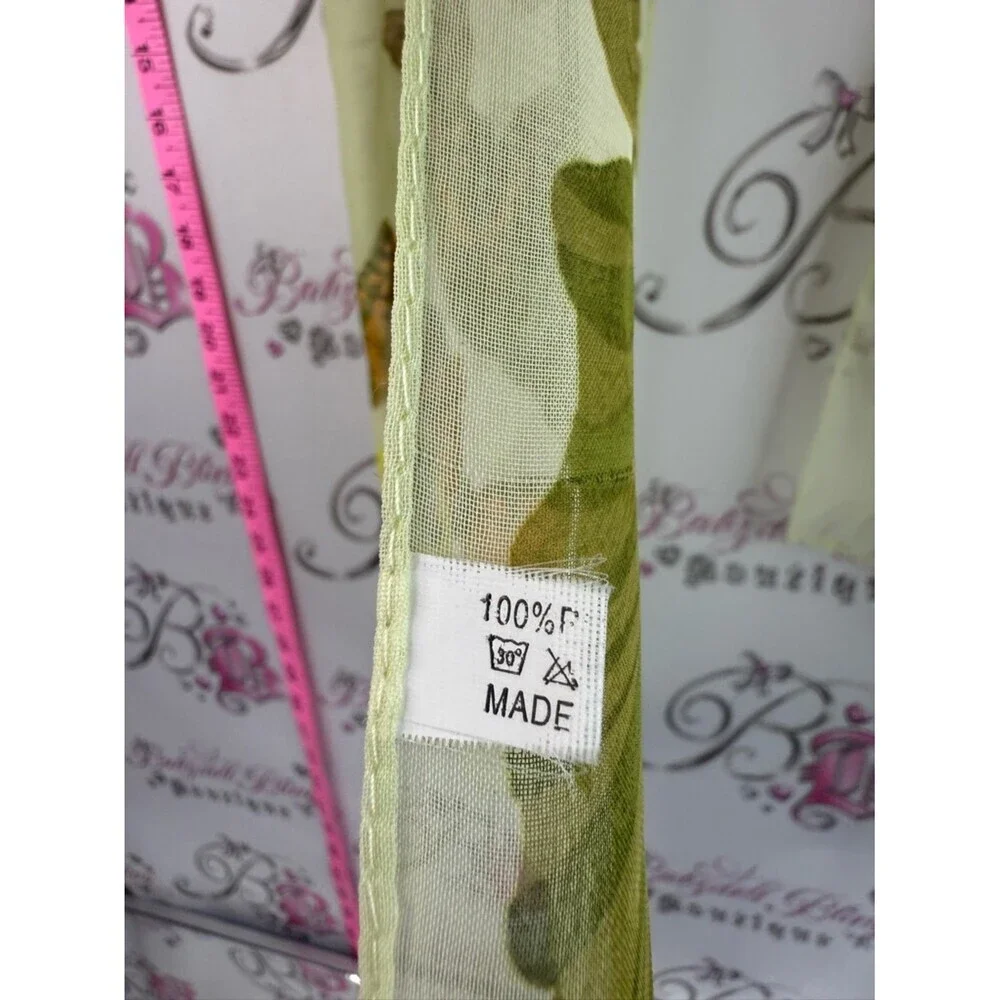 Light Green Butterfly Print Chiffon Scarf stylish and performative- Unbranded